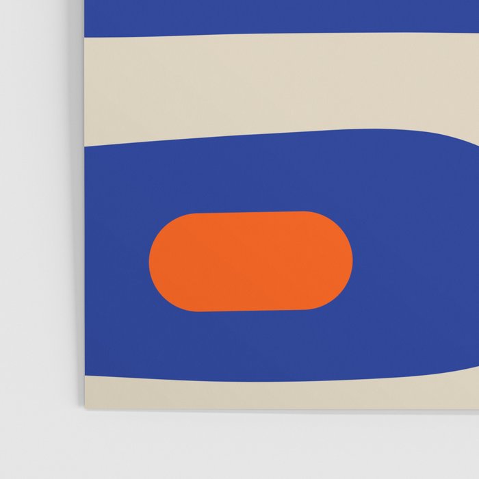Mid Century Modern Abstract Retro Piquet Pattern Blue Orange Beige Poster Gallery Image 3