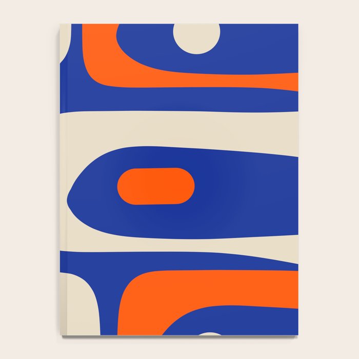 Mid Century Modern Abstract Retro Piquet Pattern Blue Orange Beige Notebook Gallery Image 4