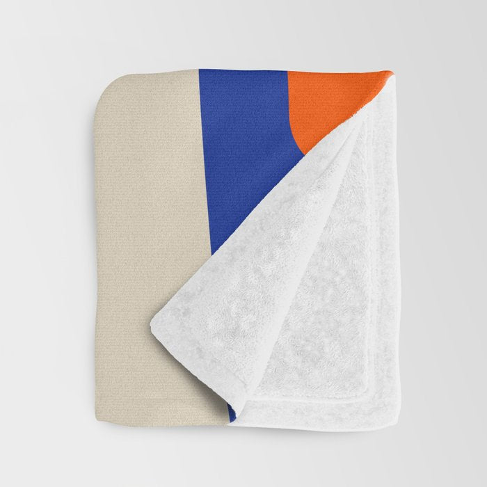 Mid Century Modern Abstract Retro Piquet Pattern Blue Orange Beige Throw Blanket Gallery Image 3