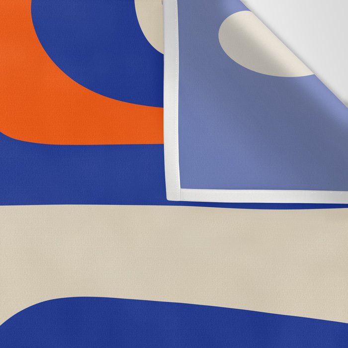 Mid Century Modern Abstract Retro Piquet Pattern Blue Orange Beige Wall Tapestry Gallery Image 3