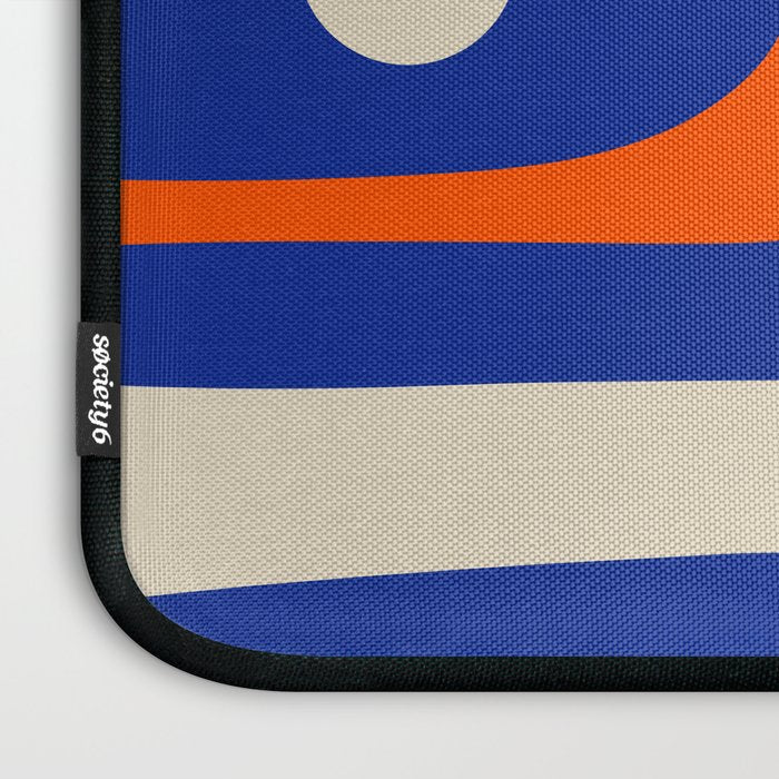 Mid Century Modern Abstract Retro Piquet Pattern Blue Orange Beige Laptop Sleeve Gallery Image 3