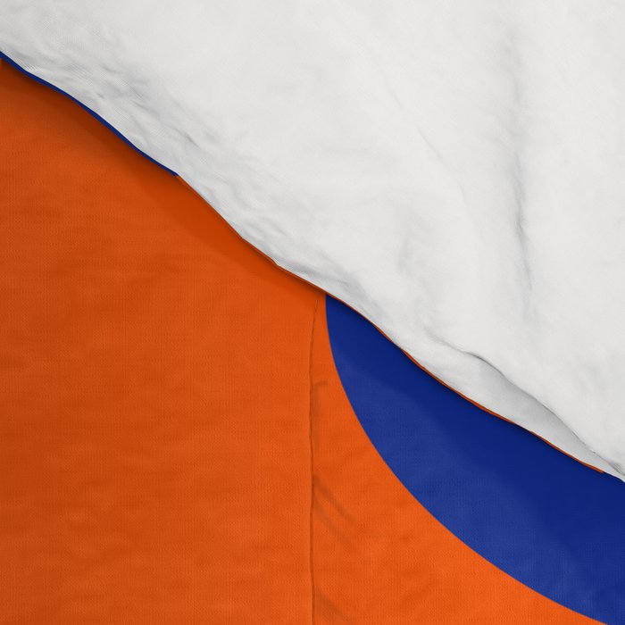 Mid Century Modern Abstract Retro Piquet Pattern Blue Orange Beige Comforter Gallery Image 4
