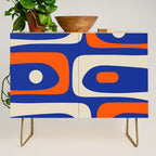Mid Century Modern Abstract Retro Piquet Pattern Blue Orange Beige Credenza Gallery Image 1