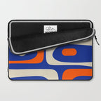Mid Century Modern Abstract Retro Piquet Pattern Blue Orange Beige Laptop Sleeve Gallery Image 2
