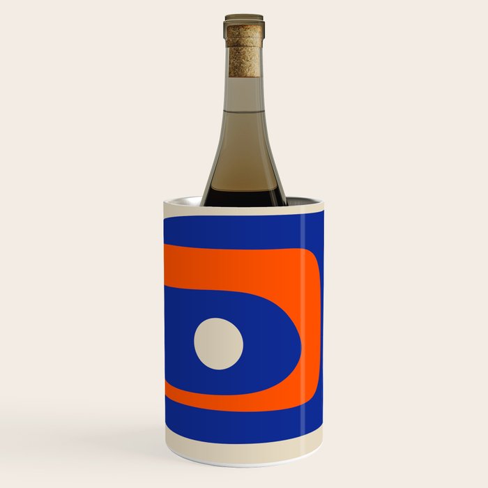 Mid Century Modern Abstract Retro Piquet Pattern Blue Orange Beige Wine Chiller Gallery Image 2