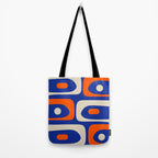 Mid Century Modern Abstract Retro Piquet Pattern Blue Orange Beige Tote Bag Gallery Image 2