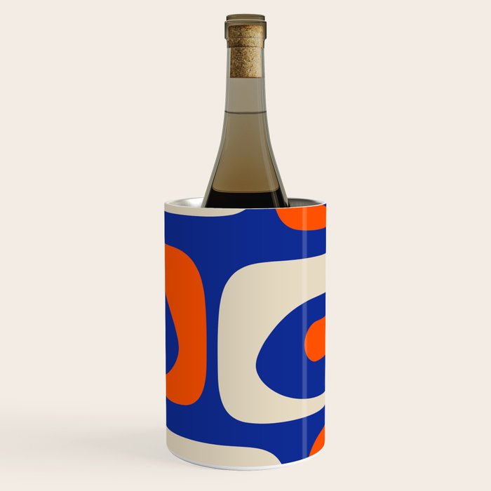 Mid Century Modern Abstract Retro Piquet Pattern Blue Orange Beige Wine Chiller Gallery Image 1