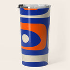 Mid Century Modern Abstract Retro Piquet Pattern Blue Orange Beige Travel Mug Gallery Image 3