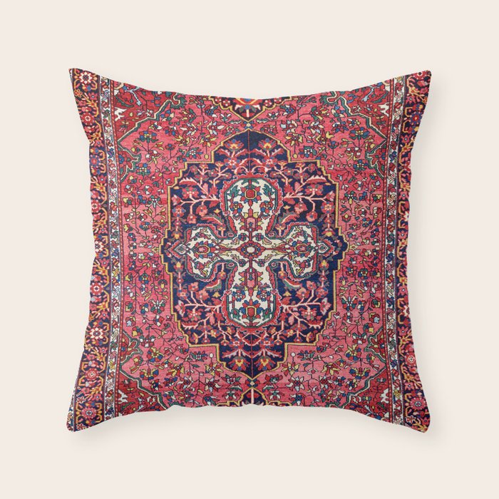 Bakhtiari West Central Persian Antique Rug Print Throw Pillow Gallery Image 1