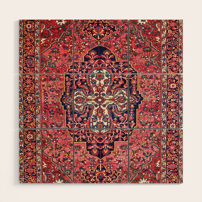 Bakhtiari West Central Persian Antique Rug Print Wood Wall Art Gallery Image 1