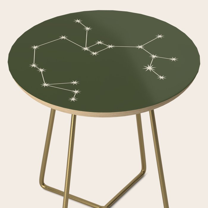 Sagittarius Zodiac Star Constellation Line Art Moss Green Side Table Gallery Image 2