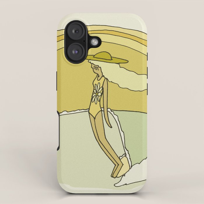 follow the sun lady slide // retro surf art by surfy birdy iPhone Case Gallery Image 1