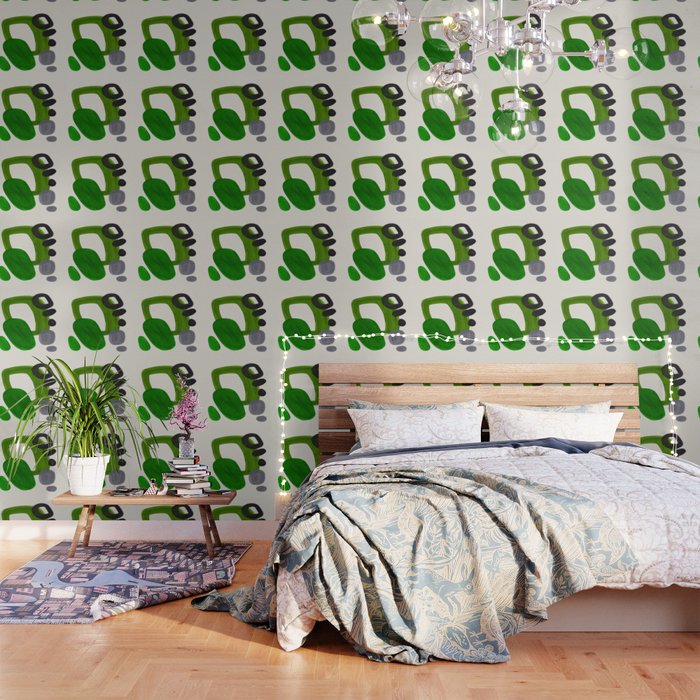Minimalist Modern Mid Century Colorful Abstract Shapes Olive Green Retro Funky Shapes 60's Vintage Wallpaper Gallery Image 1