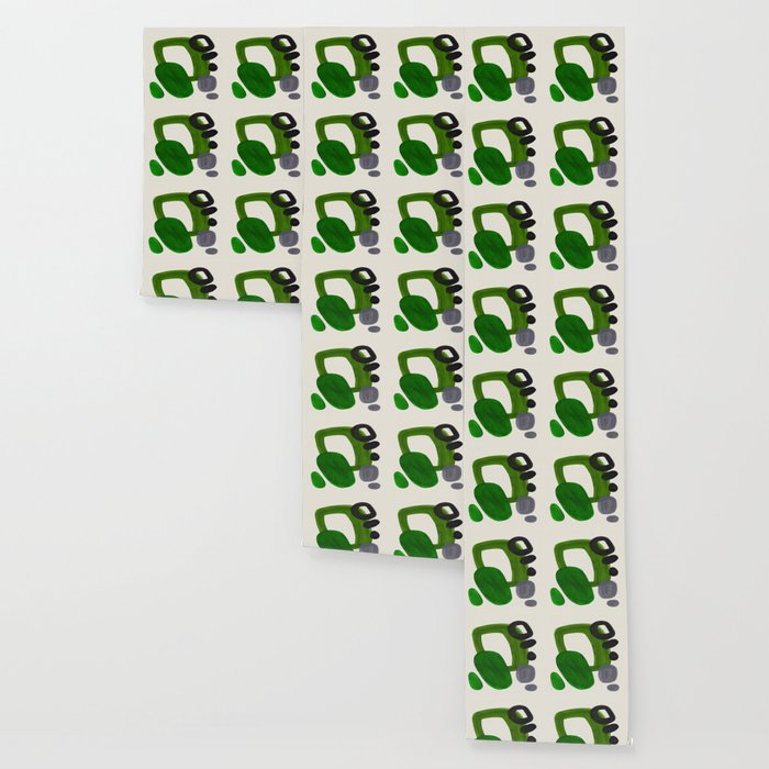 Minimalist Modern Mid Century Colorful Abstract Shapes Olive Green Retro Funky Shapes 60's Vintage Wallpaper Gallery Image 3