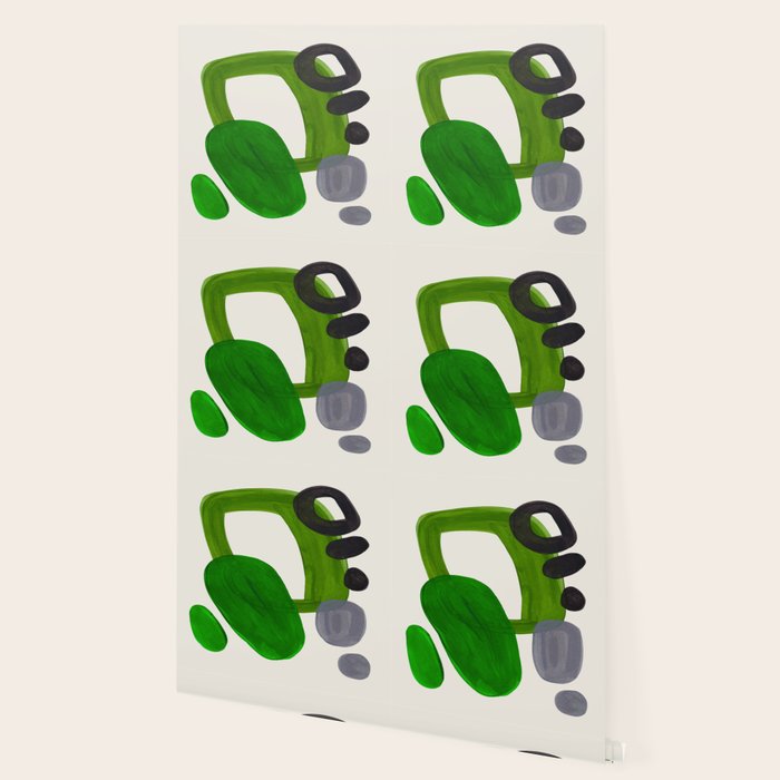 Minimalist Modern Mid Century Colorful Abstract Shapes Olive Green Retro Funky Shapes 60's Vintage Wallpaper Gallery Image 2
