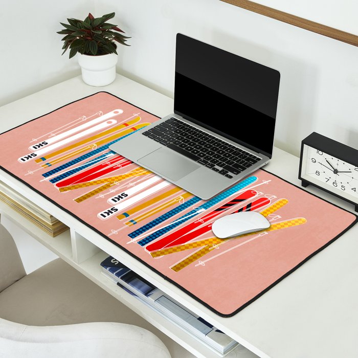 Colorful Ski Illustration and Pattern no 2 Desk Mat Gallery Image 2