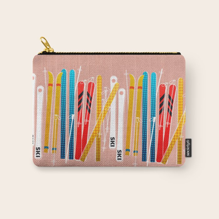 Colorful Ski Illustration and Pattern no 2 Carry All Pouch Gallery Image 1