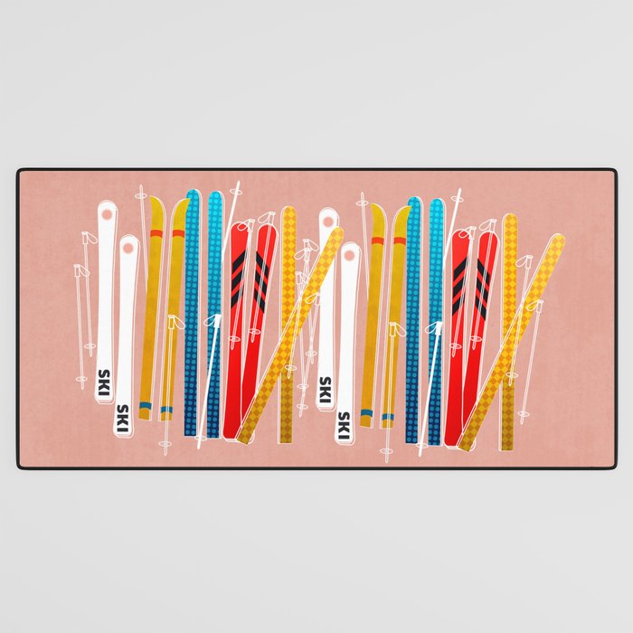 Colorful Ski Illustration and Pattern no 2 Desk Mat Gallery Image 3