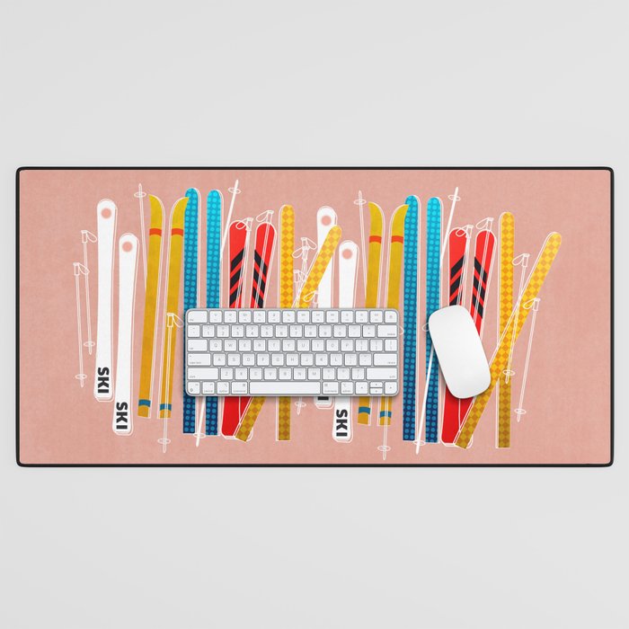 Colorful Ski Illustration and Pattern no 2 Desk Mat Gallery Image 1