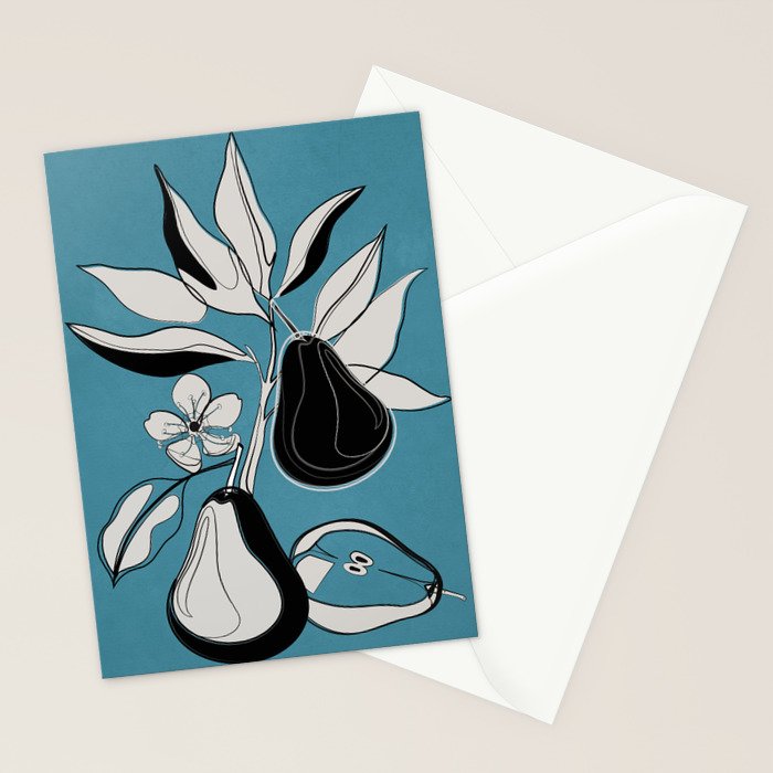 Line Art Pears 1 Stationery Card Gallery Image 2