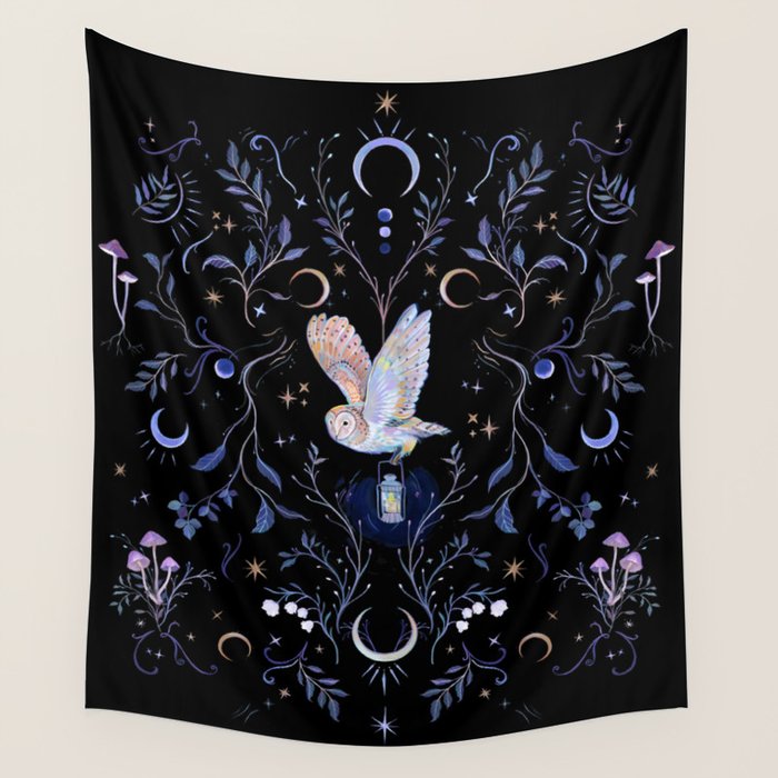 Moonlight Owl Wall Tapestry Gallery Image 4