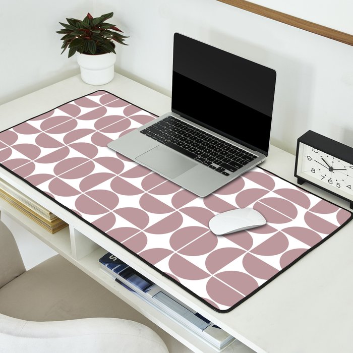 Mid Century Modern Geometric 04 Dusty Pink Desk Mat Gallery Image 2