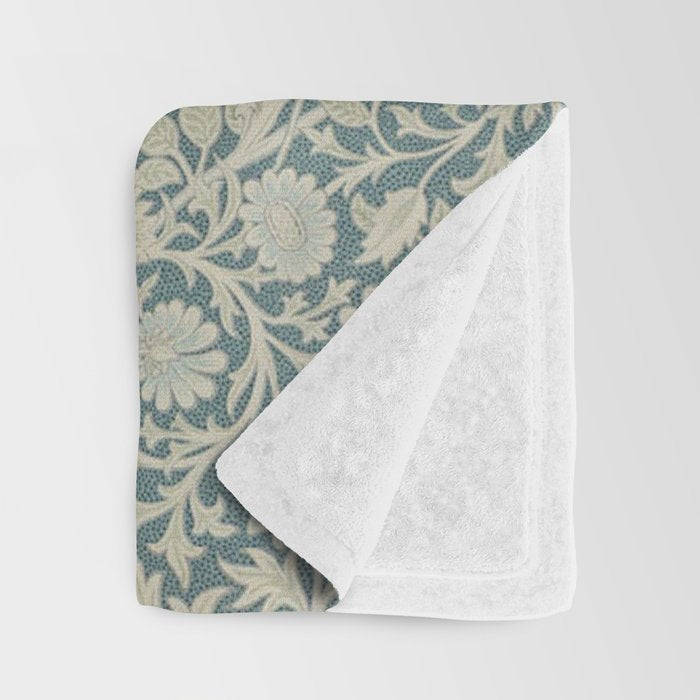 William Morris Double Bough Slate Blue Throw Blanket Gallery Image 3