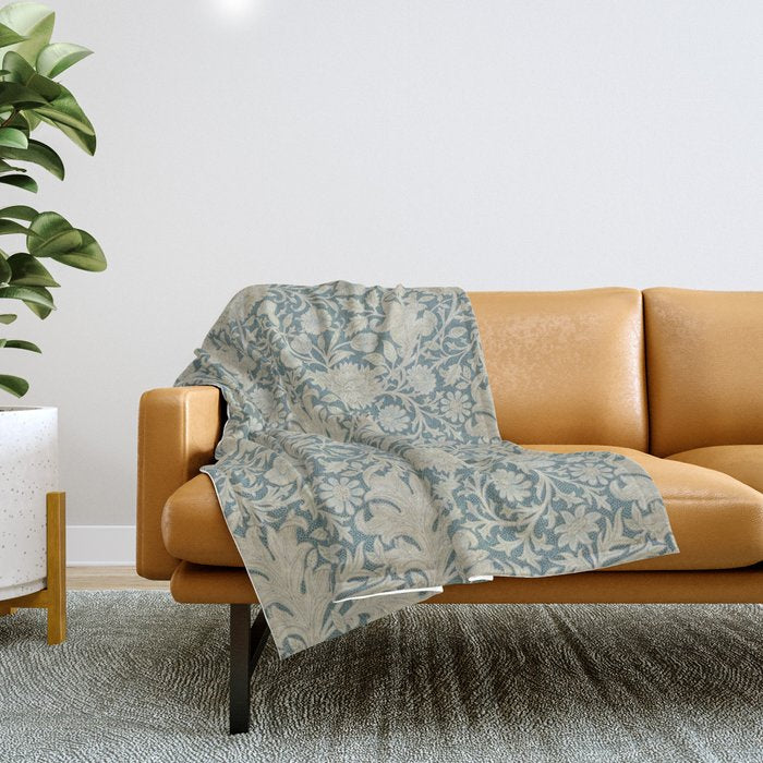 William Morris Double Bough Slate Blue Throw Blanket Gallery Image 1