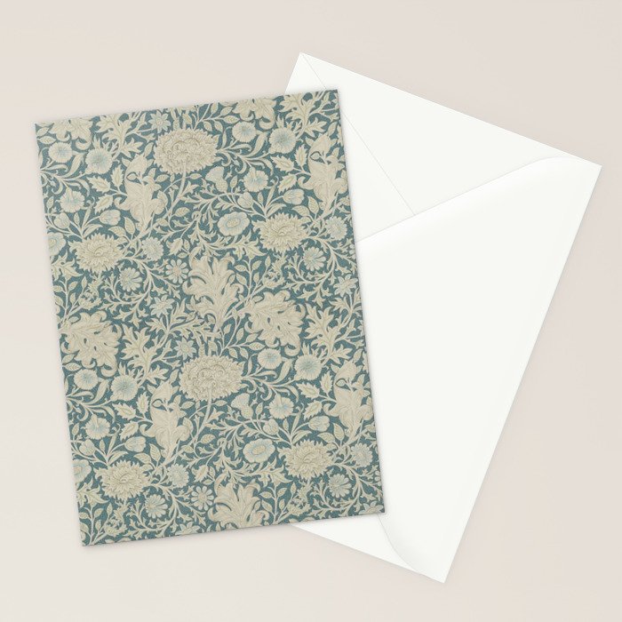 William Morris Double Bough Slate Blue Stationery Card Gallery Image 2