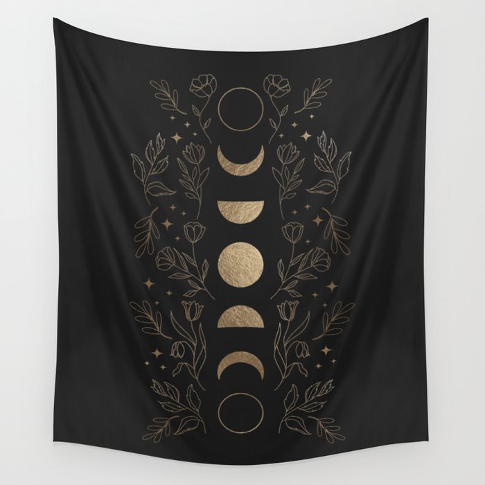 Gold Moon Phases Wall Tapestry Gallery Image 4
