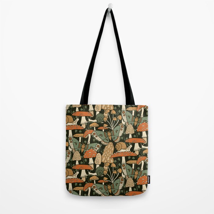 Mushroom Garden Winter Night Tote Bag Gallery Image 2
