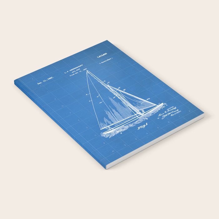 Sailboat Patent - Yacht Art - Blueprint Notebook Gallery Image 1