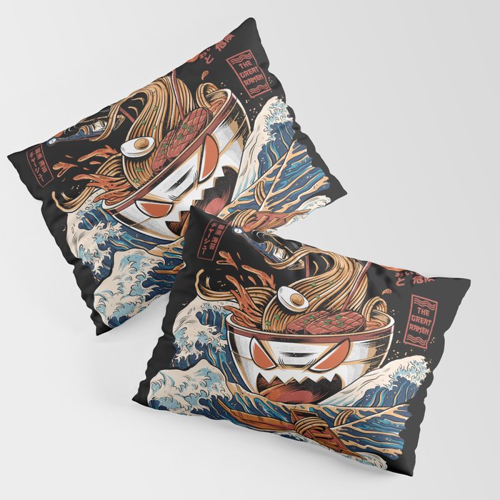 The black Great Ramen Pillow Sham Gallery Image 3