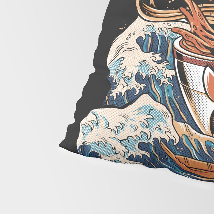The black Great Ramen Pillow Sham Gallery Image 4