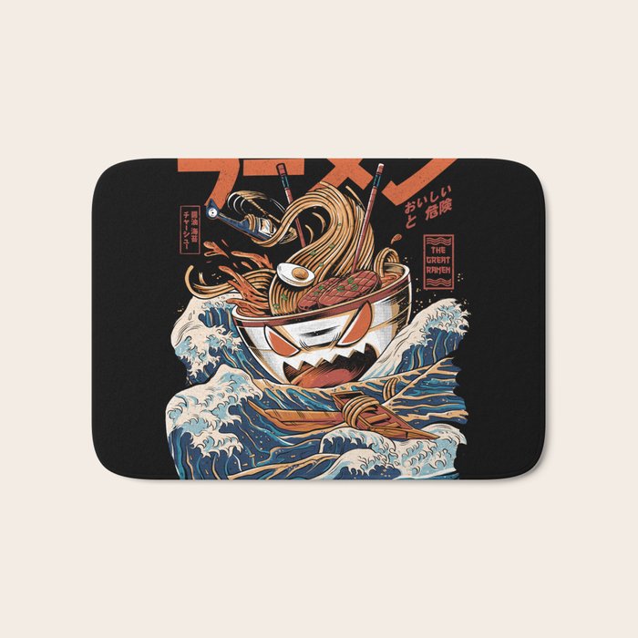 The black Great Ramen Bath Mat Gallery Image 1