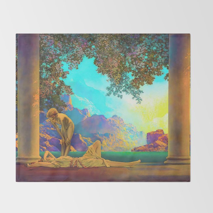 Daybreak By Maxfield Parrish Throw Blanket Gallery Image 2