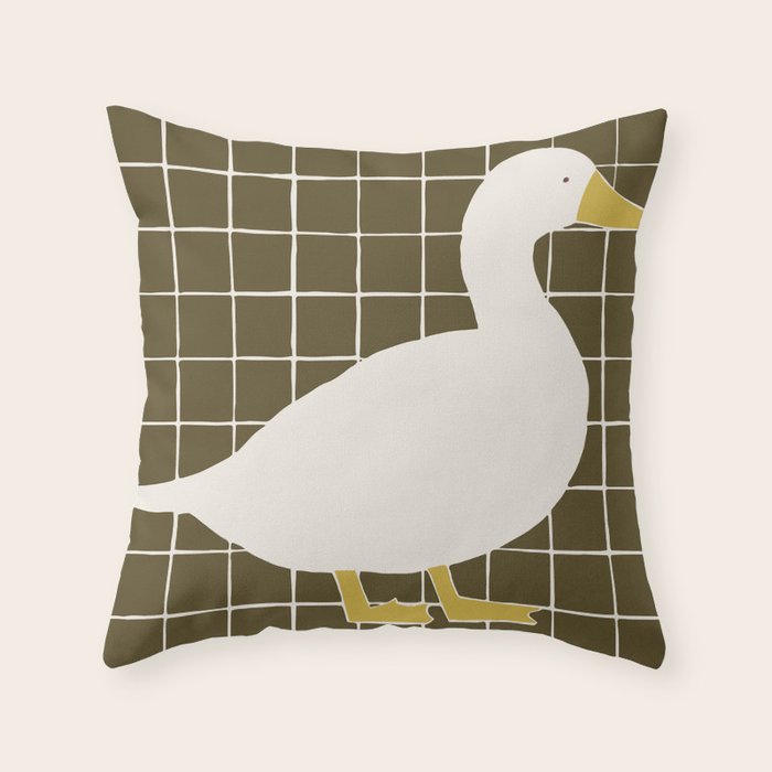 Folk Tile White Duck Throw Pillow Gallery Image 6