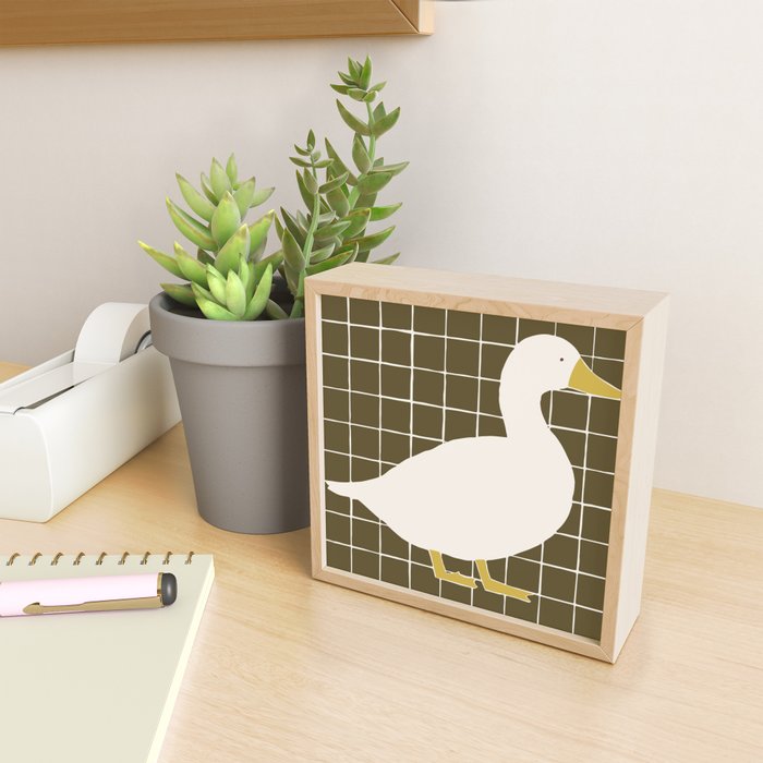 Folk Tile White Duck Mini Art Print Gallery Image 2