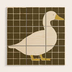 Folk Tile White Duck Wood Wall Art Gallery Image 1