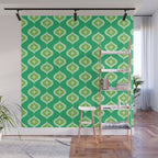 Retro Mid Century Green Ogee Wall Mural Gallery Image 1