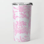 Pink Toile De Jouy Print Travel Mug Gallery Image 2