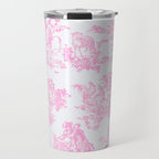 Pink Toile De Jouy Print Travel Mug Gallery Image 1