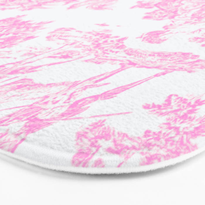 Pink Toile De Jouy Print Bath Mat Gallery Image 3