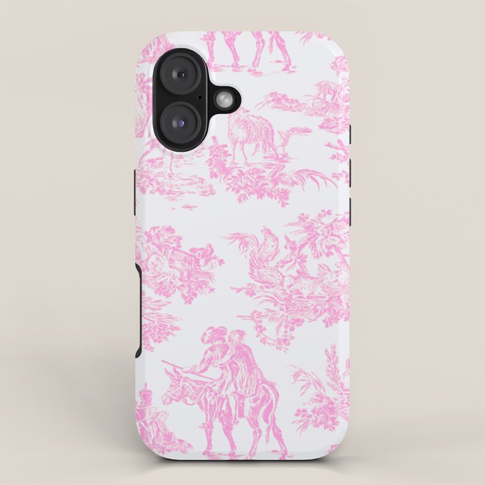 Pink Toile De Jouy Print iPhone Case