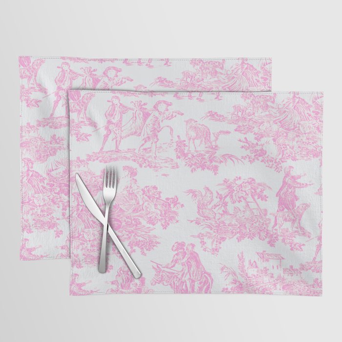 Pink Toile De Jouy Print Placemat Gallery Image 1