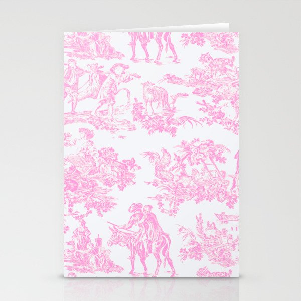 Pink Toile De Jouy Print Stationery Card Gallery Image 1