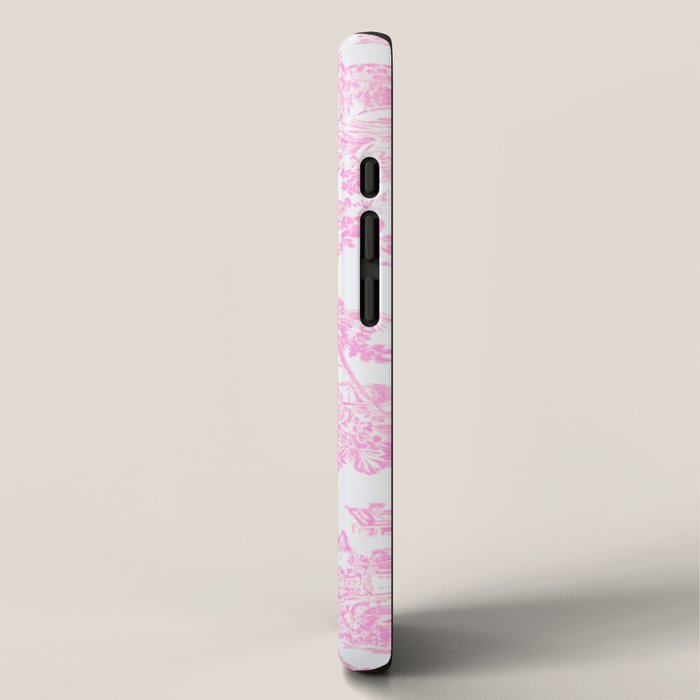 Pink Toile De Jouy Print iPhone Case Gallery Image 2