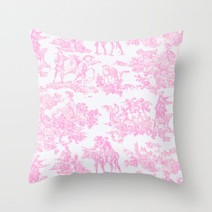 Pink Toile De Jouy Print Throw Pillow Gallery Image 6