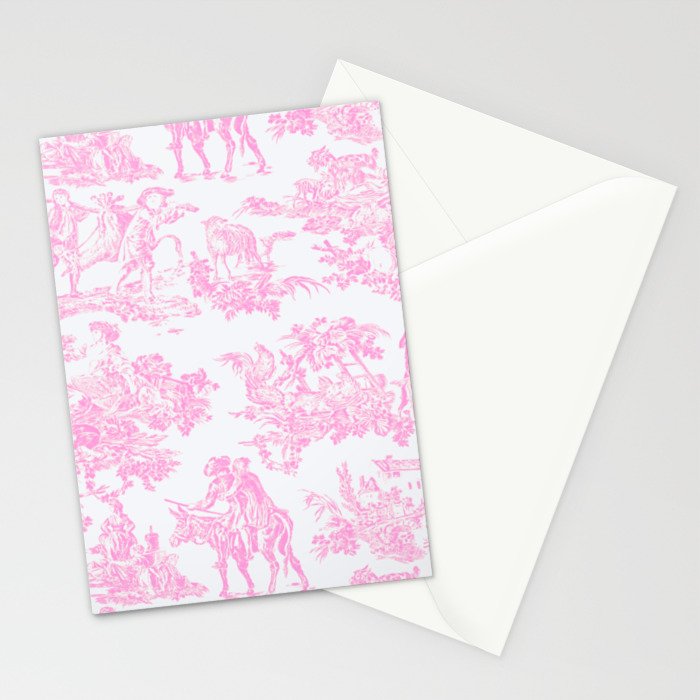 Pink Toile De Jouy Print Stationery Card Gallery Image 2