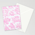 Pink Toile De Jouy Print Stationery Card Gallery Image 2